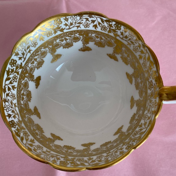 Royal Stafford Bone China Teacup and Saucer in White and Gold Pattern RST77 - Picture 8 of 10